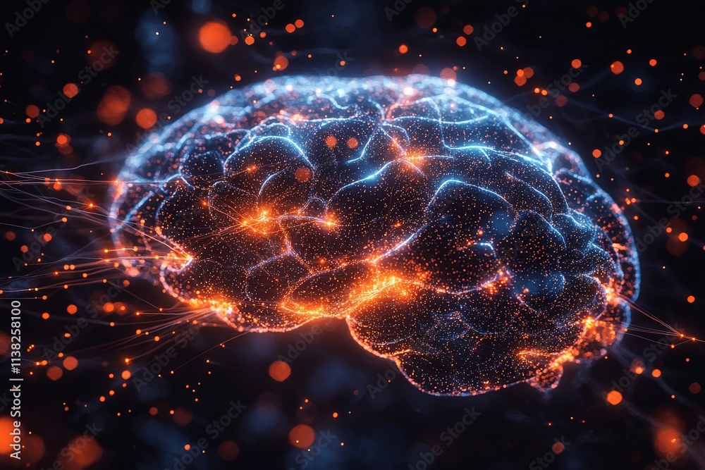 digital brain with glowing neural connections digital brain with glowing neural connections