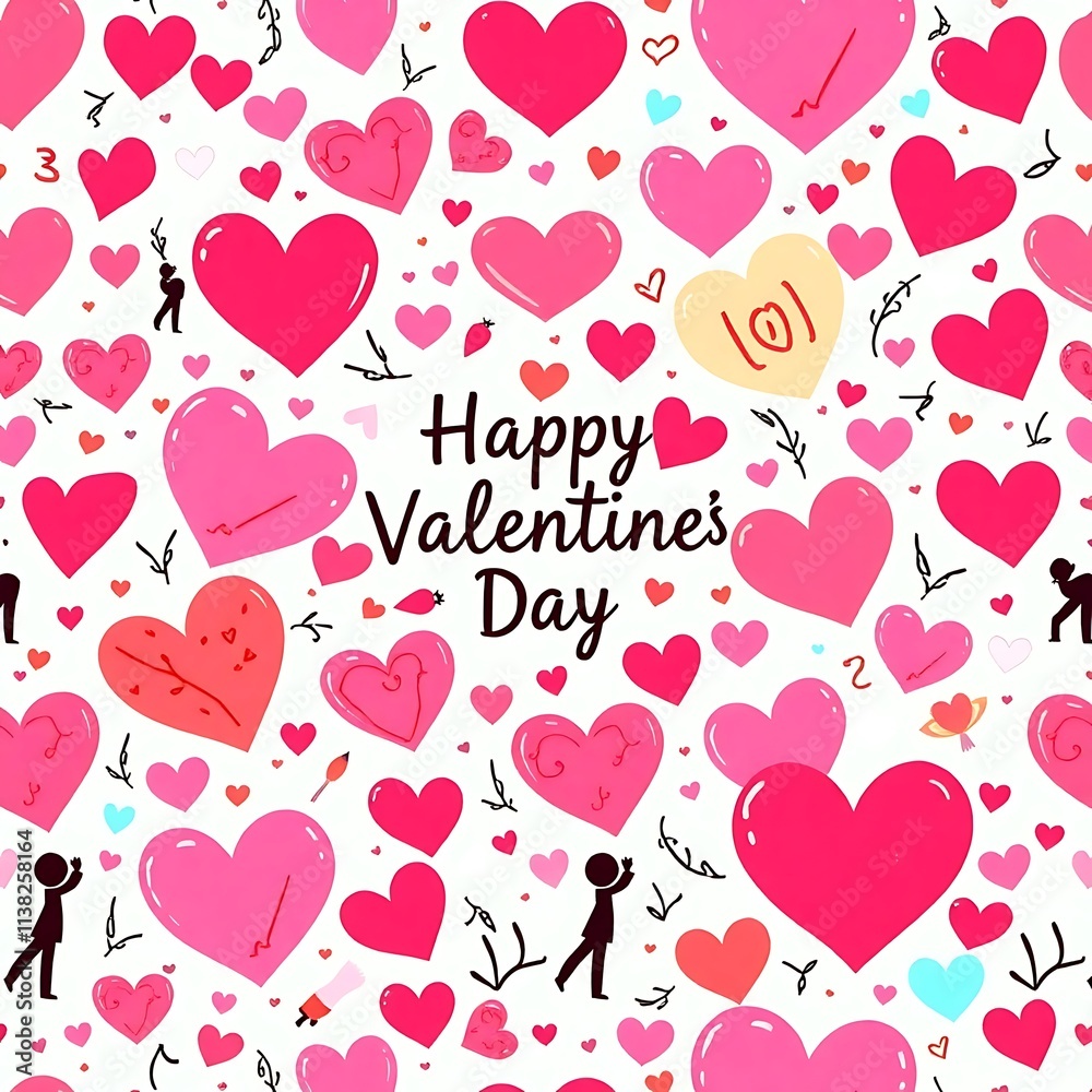 Happy Valentine's Day Hearts Pattern Happy Valentine's Day Hearts Pattern