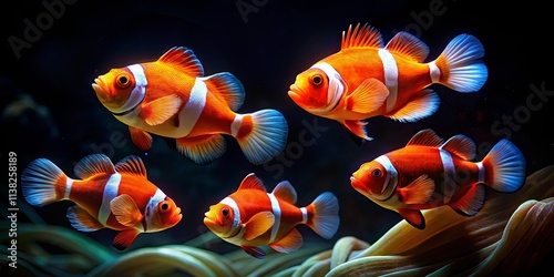 Vibrant Clownfish Swimming in Coral Reef photo