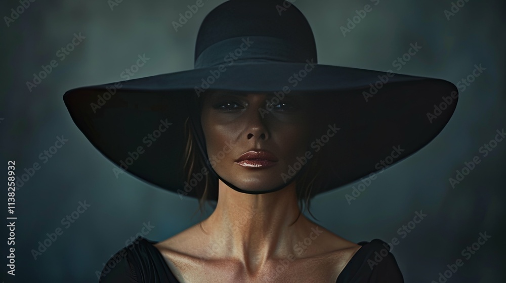 Mysterious Woman in a Wide-brimmed Black Hat and Veil Mysterious Woman in a Wide-brimmed Black Hat and Veil