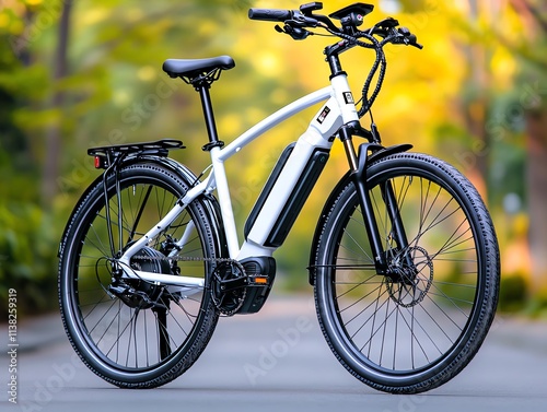 White electric bicycle on road