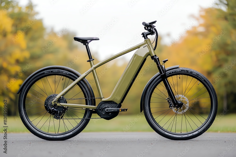 Fototapeta premium Green electric bicycle outdoors