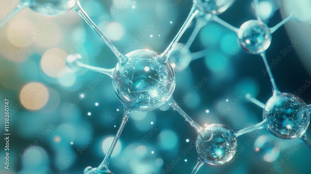 Abstract Molecular Structure in Futuristic Science Background, Abstract Molecular Structure in Futuristic Science Background,