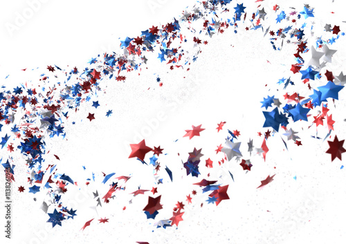 (Mehrere Werte)Confetti - Red white blue shiny confetti Confetti on white background, isolate, tricolor concept, PNG 3d