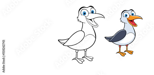 A brown pelican coloring page features the bird with a long, curved bill, a large, graceful body, and distinctive brown and white feathers, set against a coastal backdrop.