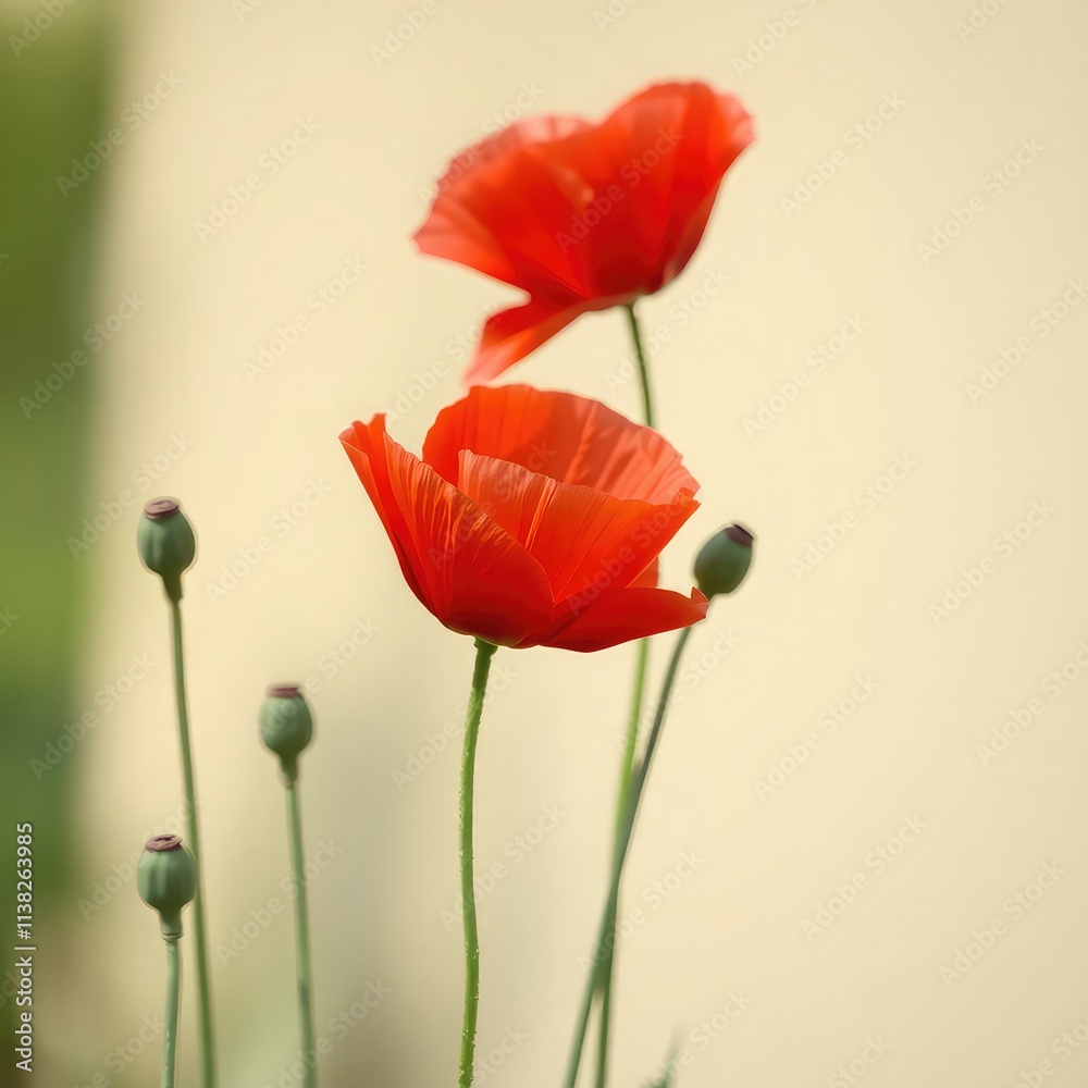 Obraz premium poppy flowers in field, red flowers, red poppy flower, poppy flowers in the field