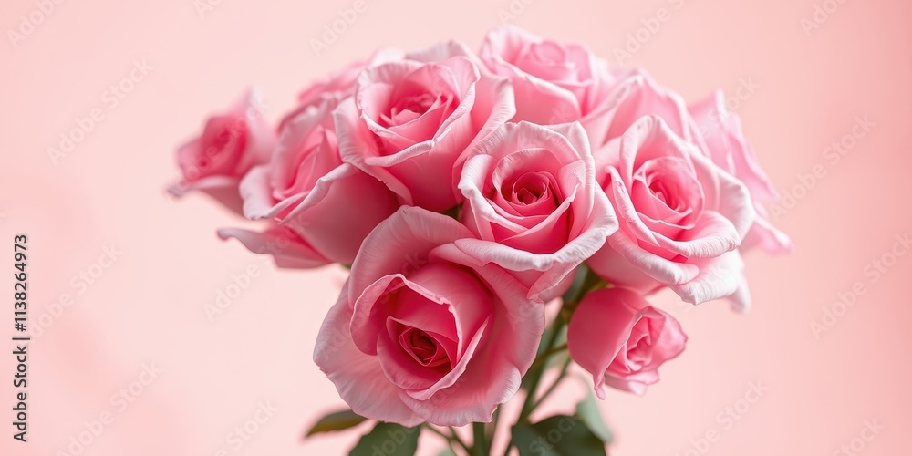 A Delicate Bouquet of Soft Pink Roses, Their Petals Unfurling in a Symphony of Grace and Beauty A Delicate Bouquet of Soft Pink Roses, Their Petals Unfurling in a Symphony of Grace and Beauty