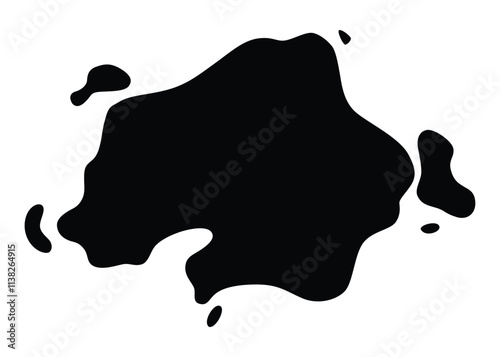 Paint blot icon. Splash for design use. Grunge shape. Dirty stain or silhouette. Black ink splash