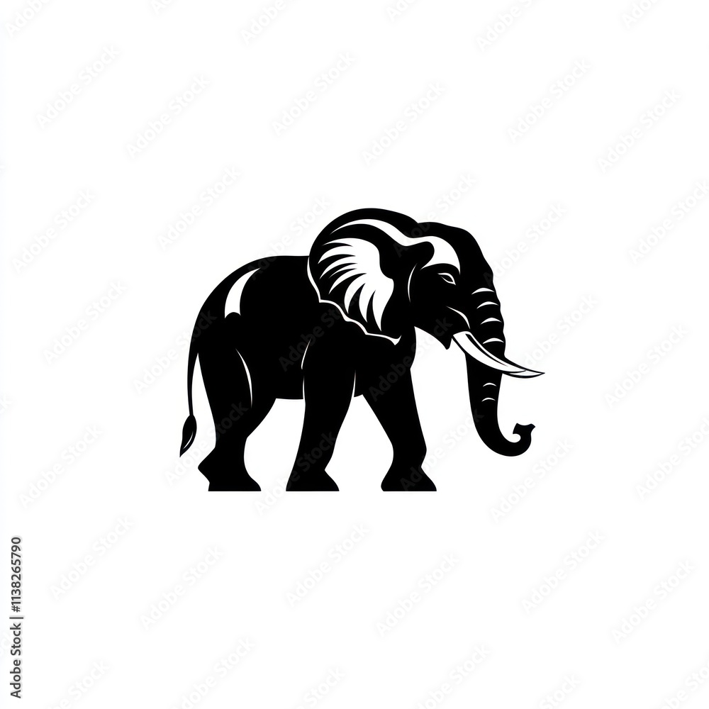 Obraz premium Black and white illustration of an elephant.
