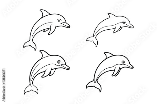 dolphin set isolated on white