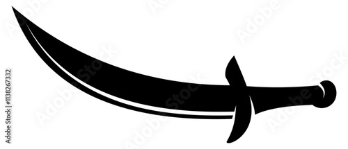 Vector silhouettes of flat-designed Arabian, pirate, and executioner swords isolated on a white background.