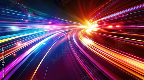 Accelerate Background. Speed and Motion Effect with Light Lines in Abstract Racing Concept