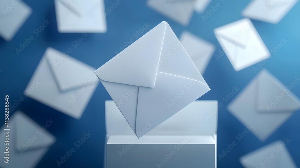 A floating envelope above a mail box symbolizes communication and connection in the digital age. Perfect for business themes. A floating envelope above a mail box symbolizes communication and connection in the digital age. Perfect for business themes.
