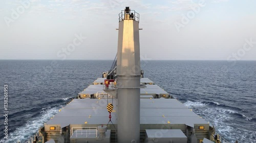 A merchant ship underway, deck view