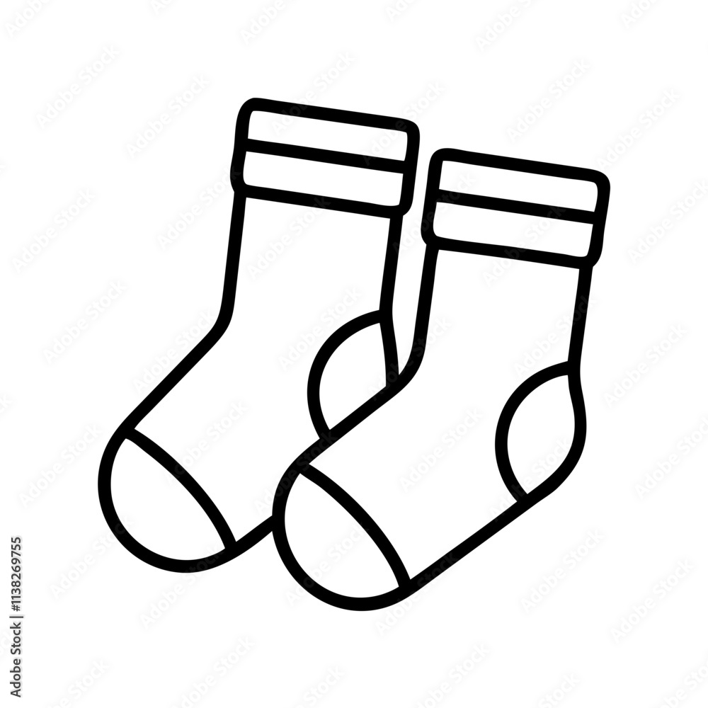 cozy pair of socks icon, national sock day line art, sock day icon - simple black line art icon of cozy pair of socks, for national sock day celebrations. sock day vector art. cozy pair of socks icon, national sock day line art, sock day icon - simple black line art icon of cozy pair of socks, for national sock day celebrations. sock day vector art.