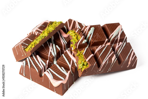 Trend chocolate; Dubai chocolate is made with pistachio paste and kadayif. photo