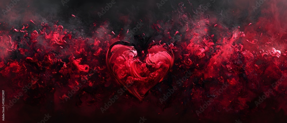 A vibrant representation of love and passion, featuring a red heart amidst a beautiful blend of colors and textures. A vibrant representation of love and passion, featuring a red heart amidst a beautiful blend of colors and textures.