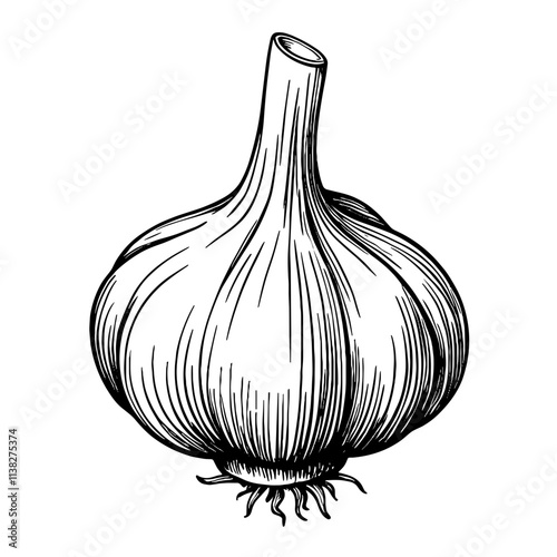 Vintage black and white garlic illustration, culinary symbolism