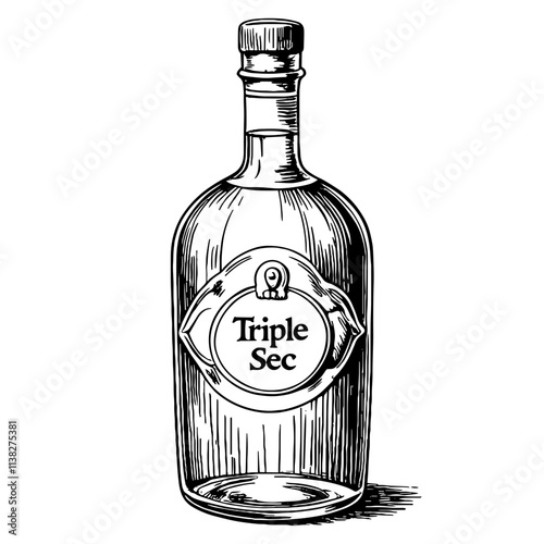 Vintage Triple Sec bottle sketch for International Bartender Day, celebration