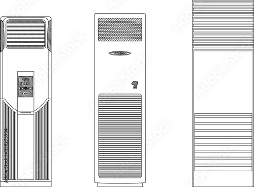 vector sketch illustration of the silhouette of a portable cooling air conditioner design to cool the room.eps