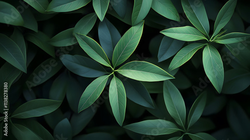 A close up of green leaves with a dark background