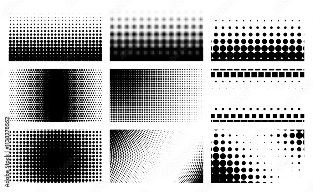 vector halftone dotted gradient banners