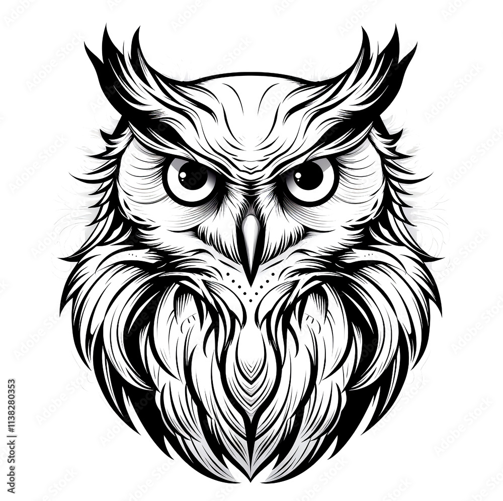 Black and white line owl for logo design. Black and white line owl for logo design.