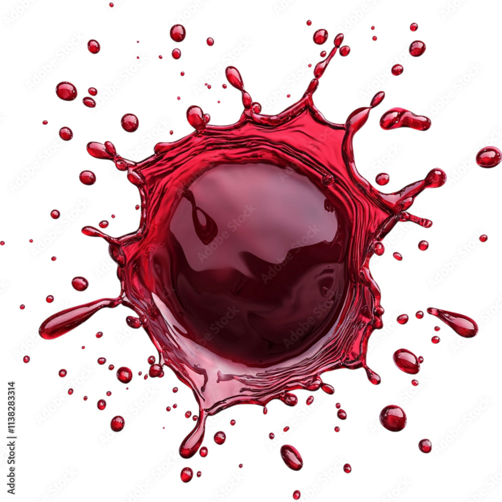 vibrant splash of red liquid creates dynamic and eye catching visual