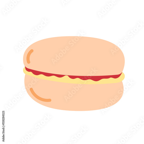 Isolated hand drawn macaroon on white background