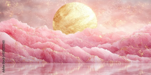 Golden Moon Over Pink Cloud...