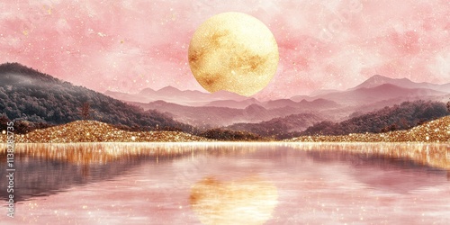 Pink Moonrise Over Tranquil...