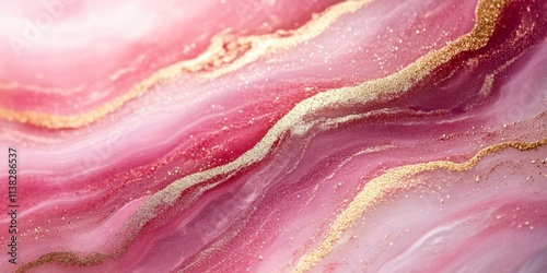Abstract Pink and Gold Swir...