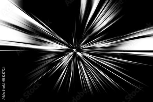 Abstract surface of radial blur zoom in monochrome tones. spectacular black-white background with radial, diverging, converging lines.