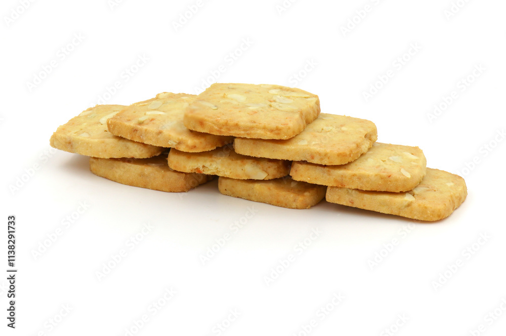 Mixed Cheese Cookies Nuts isolated on white background