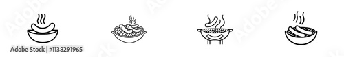 Hand-drawn modern illustration of sausages in doodle style on a white background.