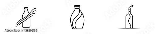 Modern sketch of a vintage woodcut engraved glass milk bottle.