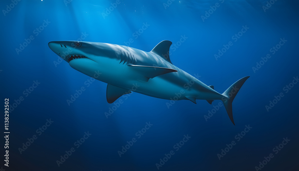 Streamlined Shark Swimming Powerfully in Open Waters Streamlined Shark Swimming Powerfully in Open Waters