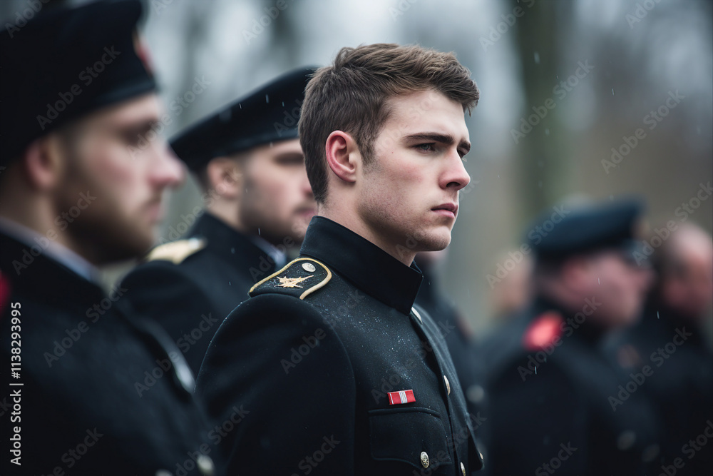 Generated with ai image of a handsome young men in a military uniform Generated with ai image of a handsome young men in a military uniform