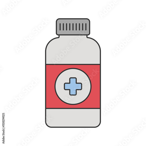 Vitamin Bottle Icon Illustration in flat design style. Perfect for fitness-themed designs or projects