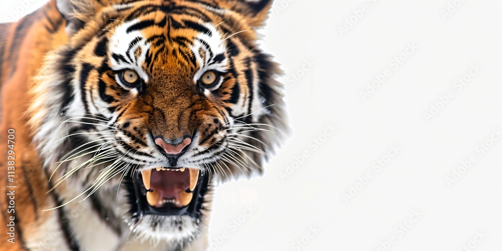 Obraz premium Adult Tiger on a Pure White Background, Tiger in Full Detail with a White Background