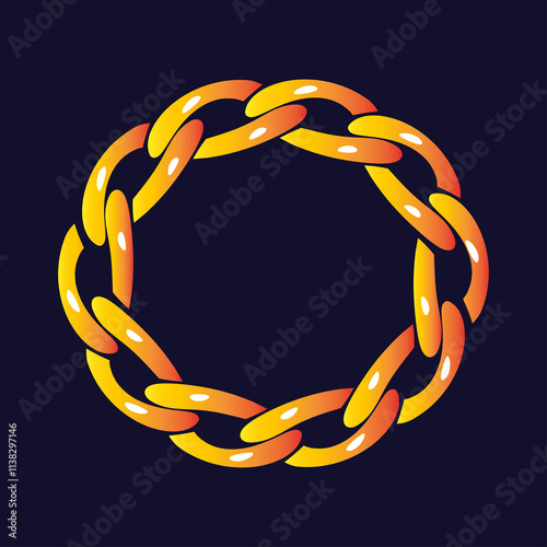 Chain link ring. Decorative circle frame.