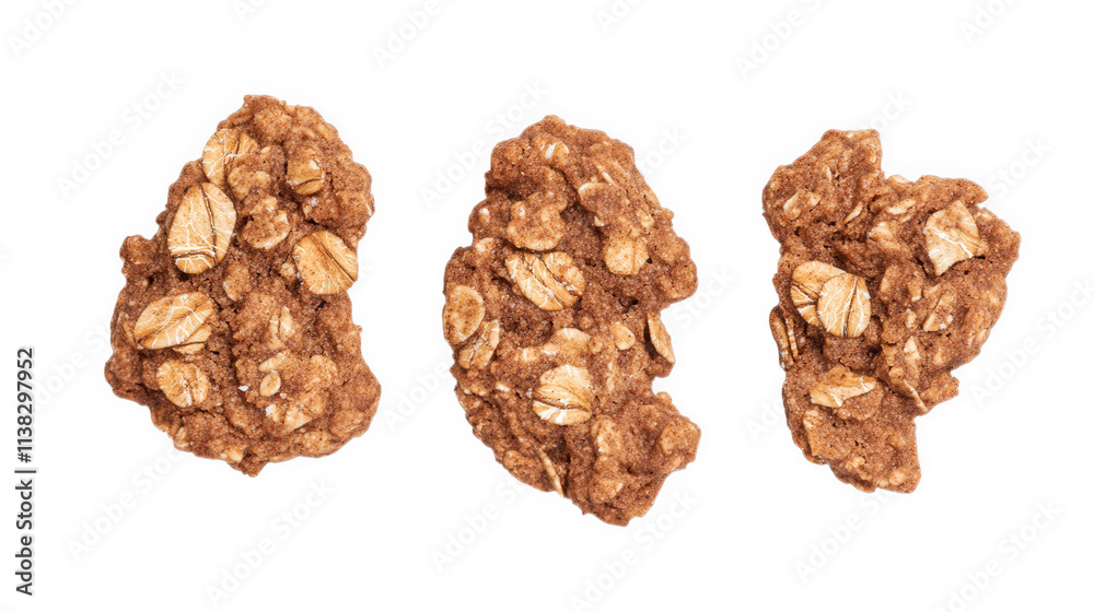 Three Chocolate Oatmeal Cookies Isolated on Black, on transparent background , png Three Chocolate Oatmeal Cookies Isolated on Black, on transparent background , png