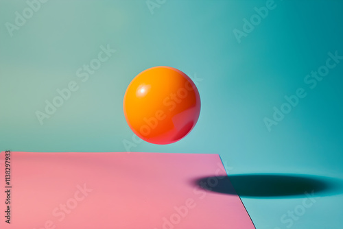 Energetic Snapshot of a Bright Rubber Ball Mid-Bounce Against a Minimalist Background