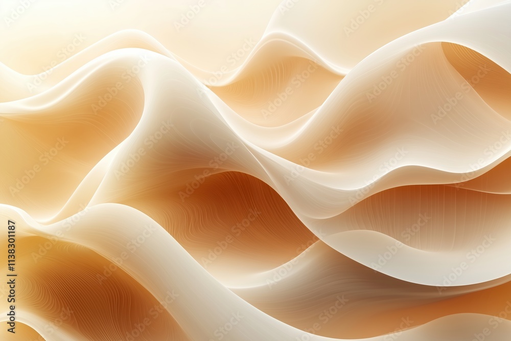 Soft undulating waves of organic beige and brown colors create a serene and calming visual experience in a minimalist composition