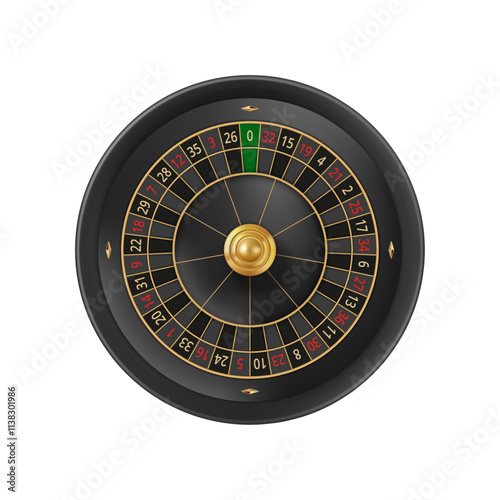 Roulette for casino and gambling games. Vector isolated realistic wooden wheel with numbers. Gambler entertainment and leisure fun, betting and winning money. Jackpot and lottery, take risk