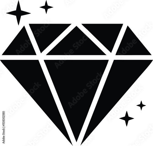 Diamon silhouette icon and logo vector art and using black color illustration design