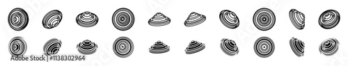 3d isometric swirl toy blocks vector silhouette
