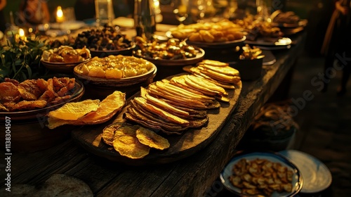 Vibrant Array of Dried Fruits on Rustic Wooden Table