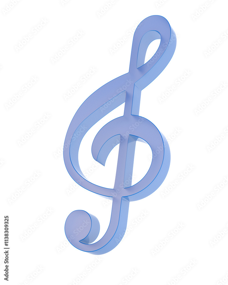 Treble clef on white background. Isolated 3D illustration Treble clef on white background. Isolated 3D illustration