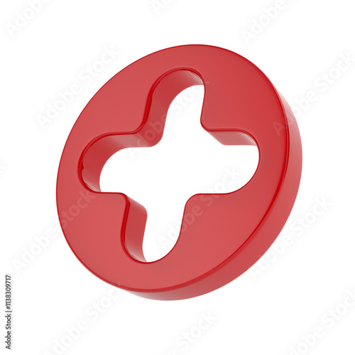 Cross shaped hole in red ci...